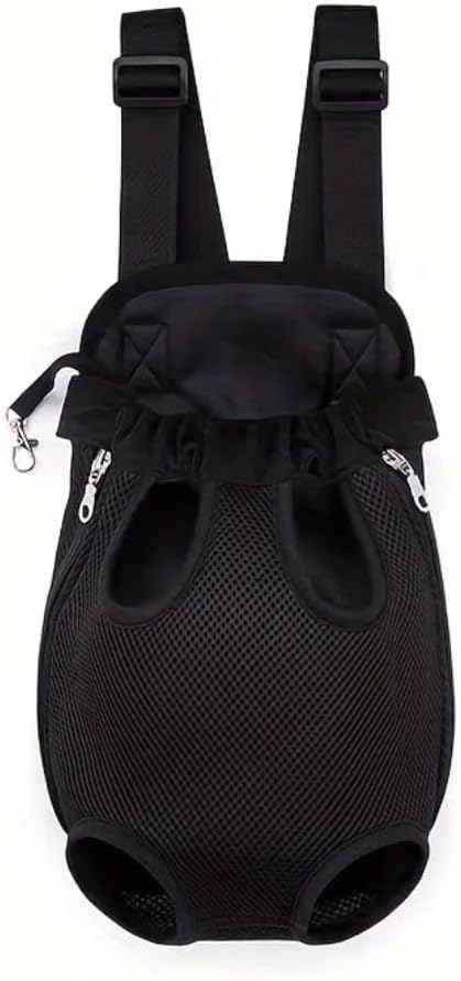 Pet Dog Carrier Backpack, Portable Breathable Mesh Chest Carrier, Polyester Woven Double Shoulder Pet Bag for Outdoor Adventures (Black, X-Large)