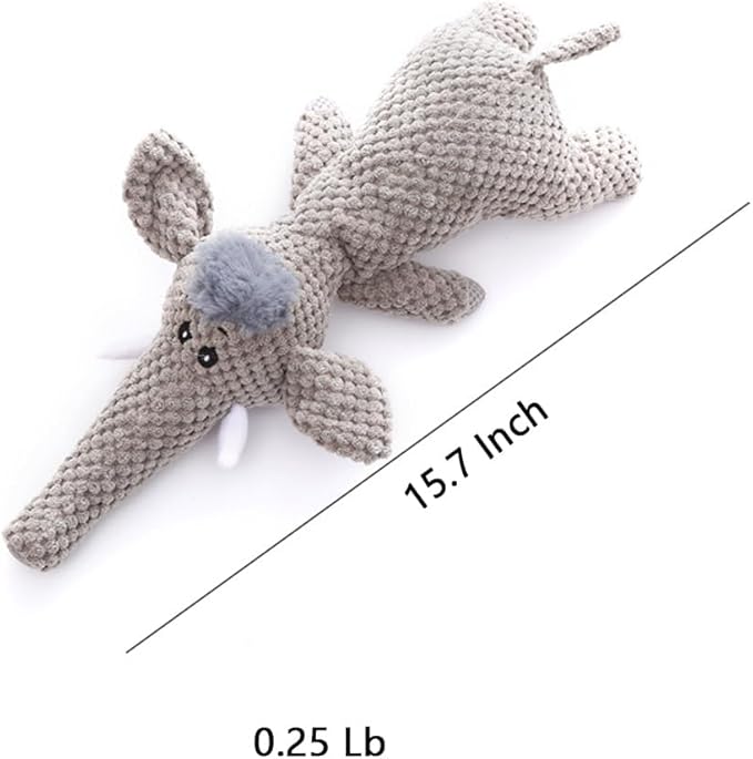 Soft Chew Toy for Dog Cute Durable Dog Toy Stuffed Animal Dog Plush Toy Puppy Pet Mutt Toy Plush Dog Chew Toy Suitable for Large, Medium and Small Dogs Grey Elephant