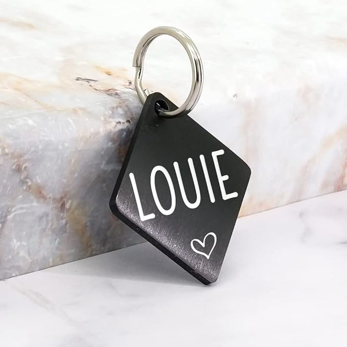 Ultra Joys Dog ID Tag, Custom Dog Tag Personalized Cat Tag, Pet ID Tag, Brushed Stainless Steel Diamond Dog Tag Black Large