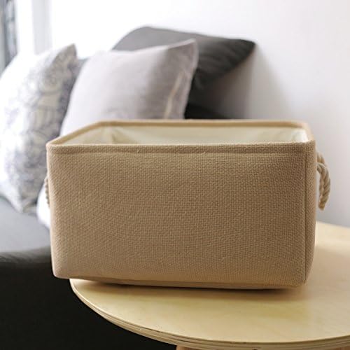 TheWarmHome Large Storage Basket - Fabric Storage Baskets for Organizing Shelves, Collapsible Storage Bin Organizer for Closet Bookself Laundry Dog Toy Home Organization, Decorative Beige Basket Gift