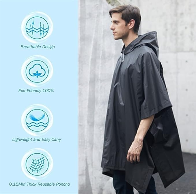 Rain Poncho Raincoats for Adults Reusable - 2-5 Pack EVA Waterproof Rain Coat with Hood, Rain Gear for Women Men