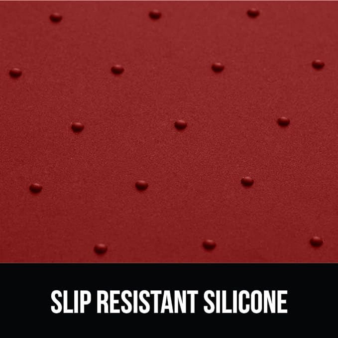 GORILLA GRIP 100% Waterproof Raised Edge BPA Free Silicone Pet Feeding Mat, Dog Cat Food Mats Contain Spills Protects Floors, Placemats for Cats and Dogs Water Bowl, Pets Accessories 23x15 Red