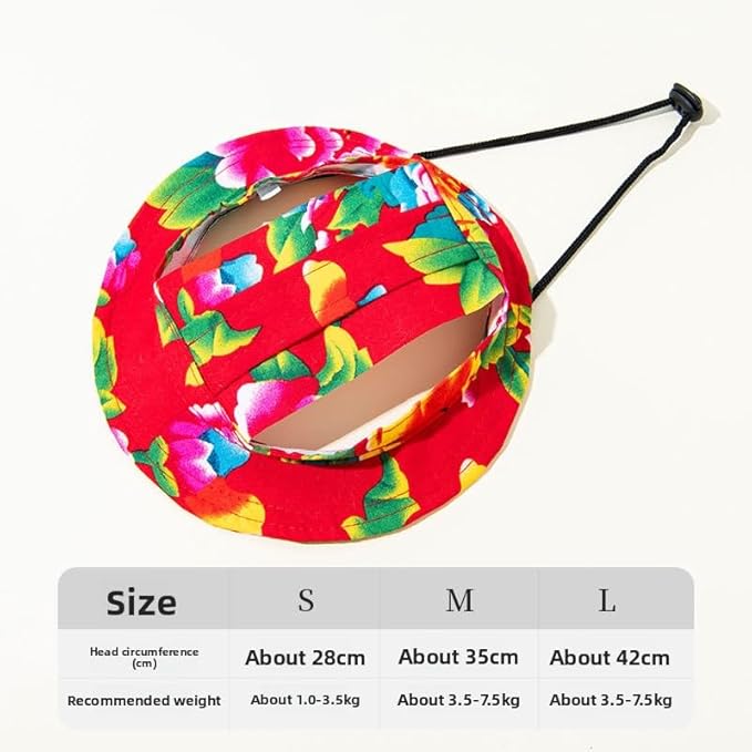 Dog Cat Sunshade Anti-strangle Hat Exposed Ears Adjustable Rope Buckle Bucket Hat Pet Supplies (L,Pink)