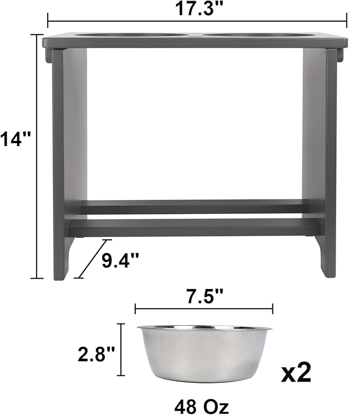HTB Elevated Dog Bowls,Raised Dog Bowl Stand with 2 Stainless Steel Bowls,Elevated Raised DogBowls for Large Medium Small Sized Dogs