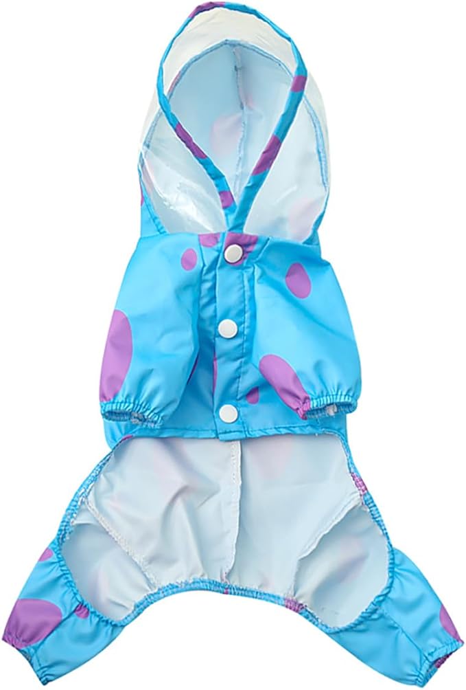 XIAOYU Funny Dinosaur Dog Raincoat with Hood & Harness D-Ring, Waterproof Rain Jacket for Small Dogs Cats, 4 Leg Jumpsuit Lightweight Waterproof Clothes, XL