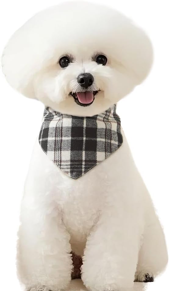 Dog Bandana Cat Bandana Checkered Dog Scarf Buffalo Plaid Printing Adjustable Bib Handkerchief Accessories Cat Apparel for Large Dogs Neck Girth 19.2-20.4inch Yellow