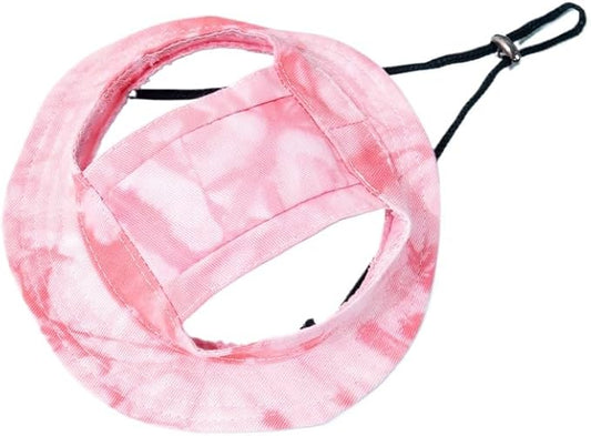 Dog Cat Sunshade Anti-strangle Hat Exposed Ears Adjustable Rope Buckle Bucket Hat Pet Supplies (L,Pink)