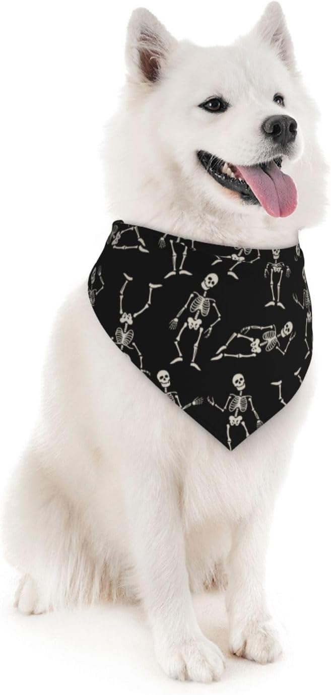 Dancing Skeletons Black Skull Dog Bandana Scarf Triangle Bibs Pet Accessories Cat Kerchief