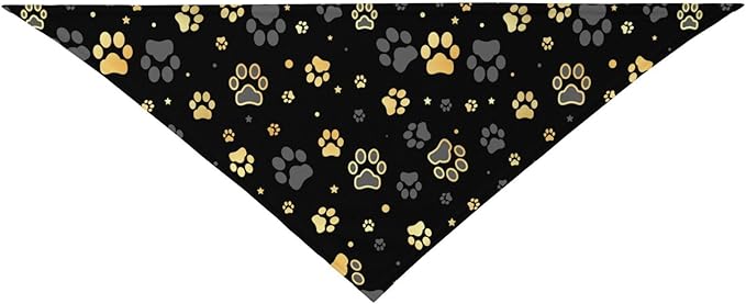 Puppy Paw Dog Paw Print Grey Gold Dog Bandana Scarf Triangle Bibs Pet Accessories Cat Kerchief