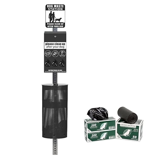 ZERO WASTE USA - Rust Proof Aluminum Dog Waste Station - Free 400 Waste Roll Bags & 25 can Liners - 10-Year Warranty - Over 500k Sold in USA (Matte Black)