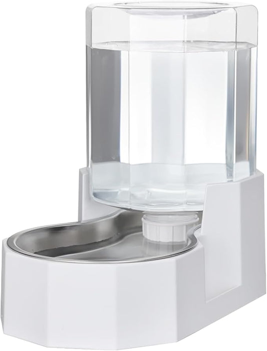 Sfozstra Gravity Water Bowl Dispenser : Automatic 4L White Cat Stainless Steel Feeder Without Filters for Pets Indoor/Outdoor by Owners
