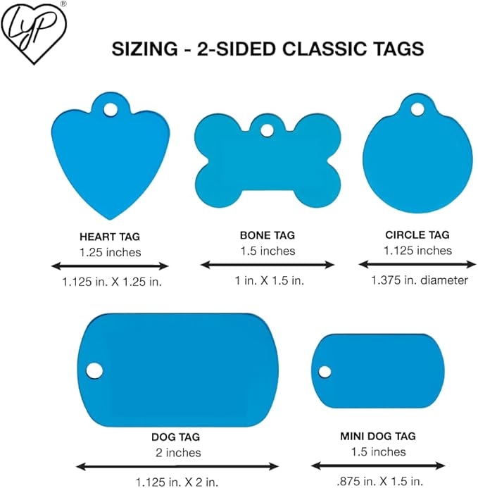 Love Your Pets Classic Aluminum Pet ID Tags - 2 Sided Deep Engraved, Made in USA - Personalized Dog, Cat & Pet Tags