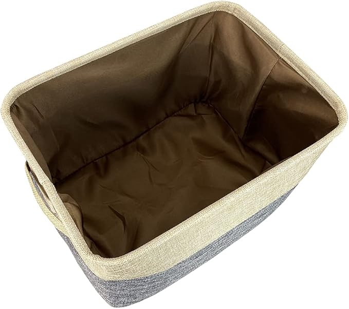 Custom Dog Basket for Toys Collapsible Storage Bin Grey Brow Pink Purple Blue Rectangular Pet Storage Organizer Box with Handles Medium Customized Name