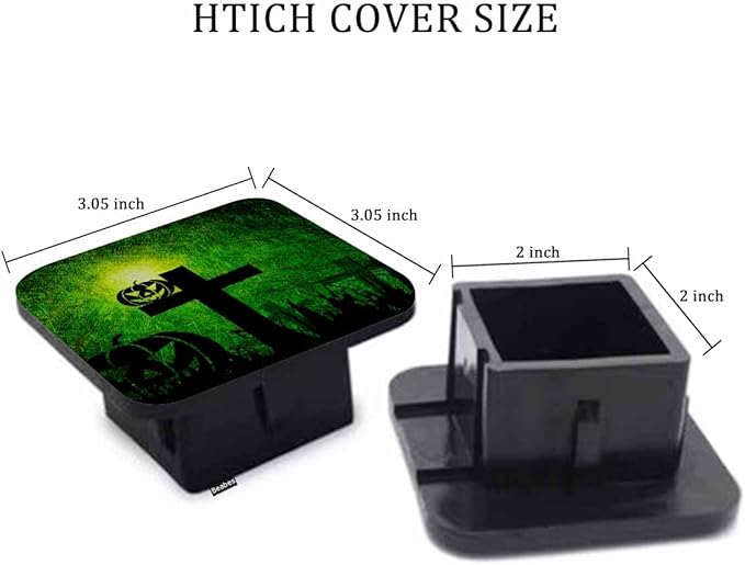 Halloween Tow Trailer Hitch Cover Plug Insert, Grunge Halloween Pumpkin Cross Grave Receiver Hitch Cover Tow Hitch Covers Compatible with Most Auto Cars Trucks for 2 Inch Receivers, Green