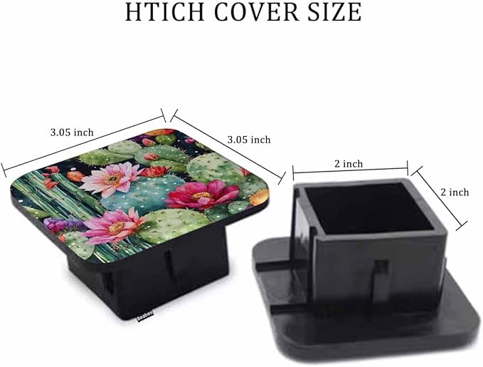 Hitch Cover Plug Cactus, 2 Inch Receivers Diameter Tropical Succulent Flowers Roses Cactus Lightweight Trailer Hitch Tube Cover Hitch Safe Cover for Pickups SUVs Cars