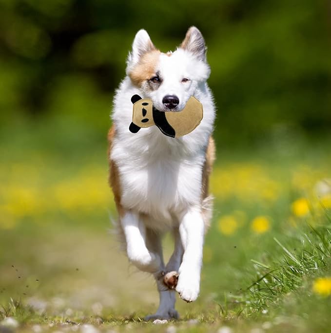 Natural Suede Leather Chew Toy for Adult Dogs, Puppies, | Tough, Durable, and Fun | Chewing Interactive Pet Toy (Bone) (Panda Shape)