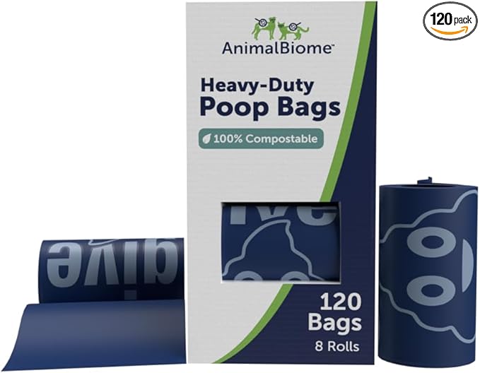 AnimalBiome Dog Poop Bags, 120 Count, 8 Rolls of 15