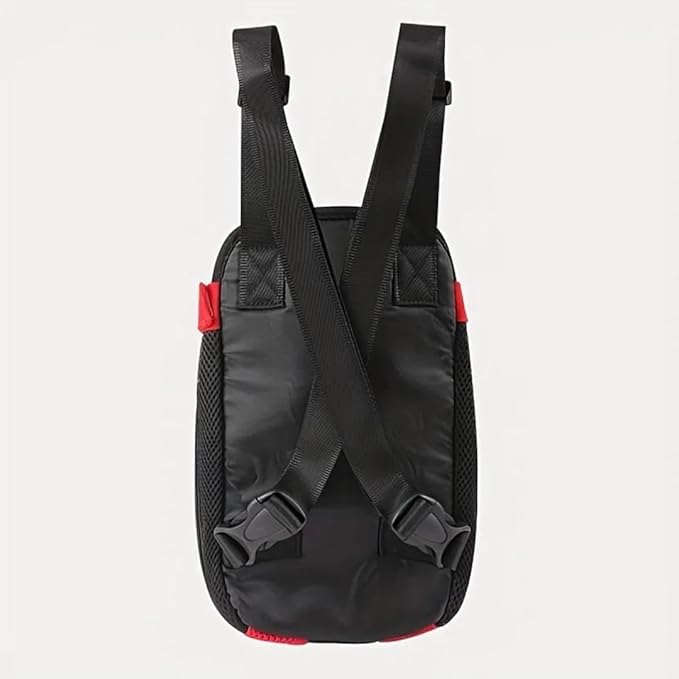 Pet Dog Carrier Backpack, Portable Breathable Mesh Chest Carrier, Polyester Woven Double Shoulder Pet Bag for Outdoor Adventures (Black, X-Large)