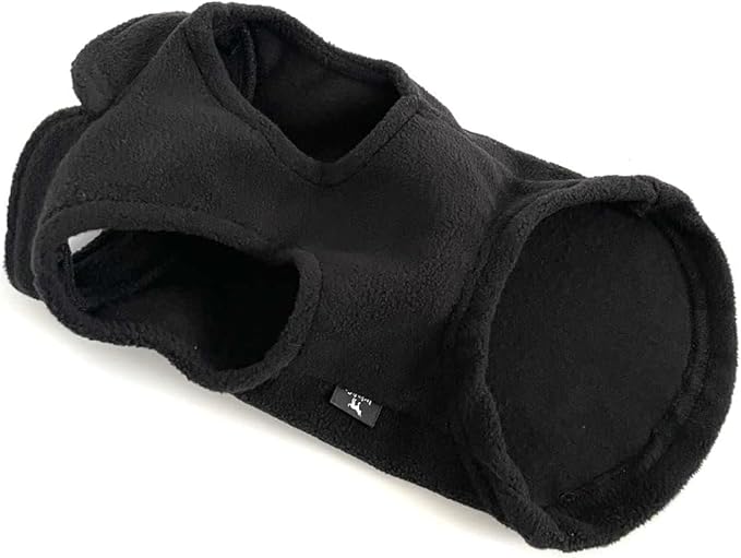 JACKO & CO - Fleece Vest Dog Sweater with Leash Ring - Soft, Warm & Lightweight Pullover Coat for Small & Medium Dogs, Puppies & Cats - Cozy Fall/Winter/Spring Pet Jacket (Black, X-Large 17-25lbs)
