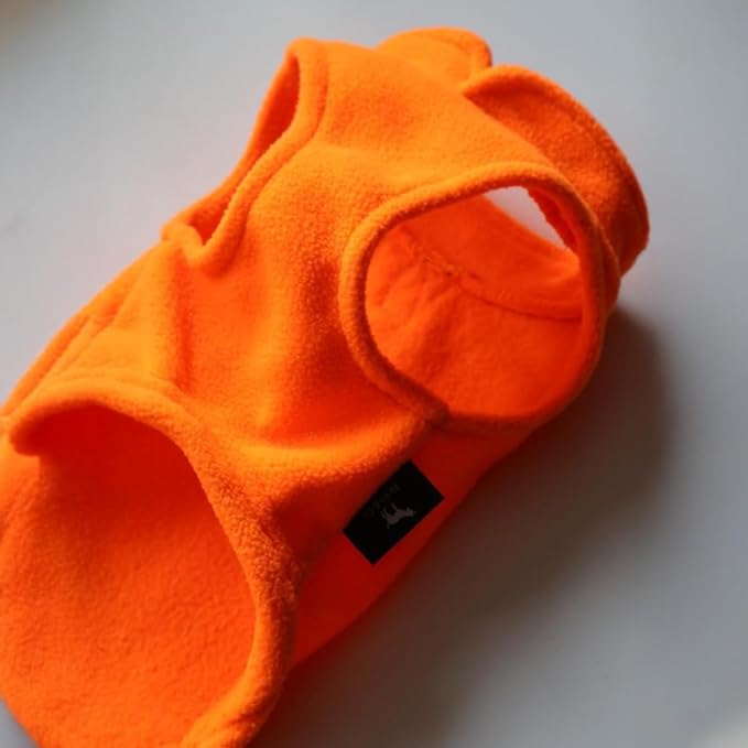 JACKO & CO - Fleece Vest Dog Sweater with Leash Ring - Soft, Warm & Lightweight Pullover Coat for Small & Medium Dogs, Puppies & Cats - Cozy Fall/Winter/Spring Pet Jacket (Pumpkin, Medium 6-10lbs)