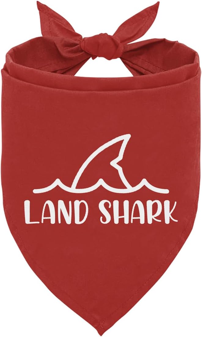Land Shark Dog Bandana, Heavy Chewer Dog Bandana, Shark Pet Scarf Accessories for Small Medium Dogs Cats Photo Prop, Funny Cute Red Dogs Triangle Scarf