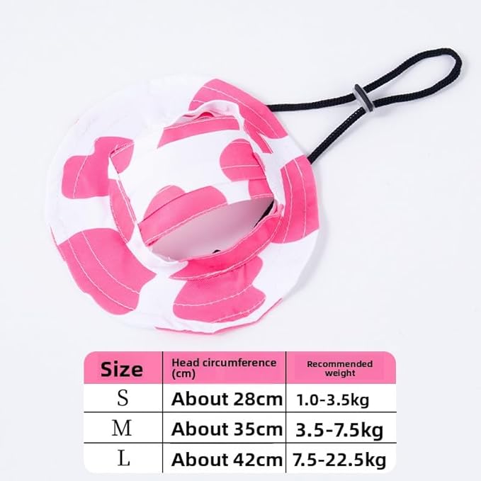Dog Cat Sunshade Anti-strangle Hat Exposed Ears Adjustable Rope Buckle Bucket Hat Pet Supplies (L,Pink)