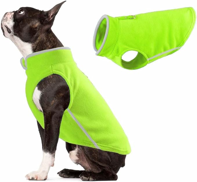 JACKO & CO - Fleece Vest Dog Sweater with Leash Ring - Soft, Warm & Lightweight Pullover Coat for Small & Medium Dogs, Puppies & Cats - Cozy Fall/Winter/Spring Pet Jacket (Lime Green, XL 17-25lbs)