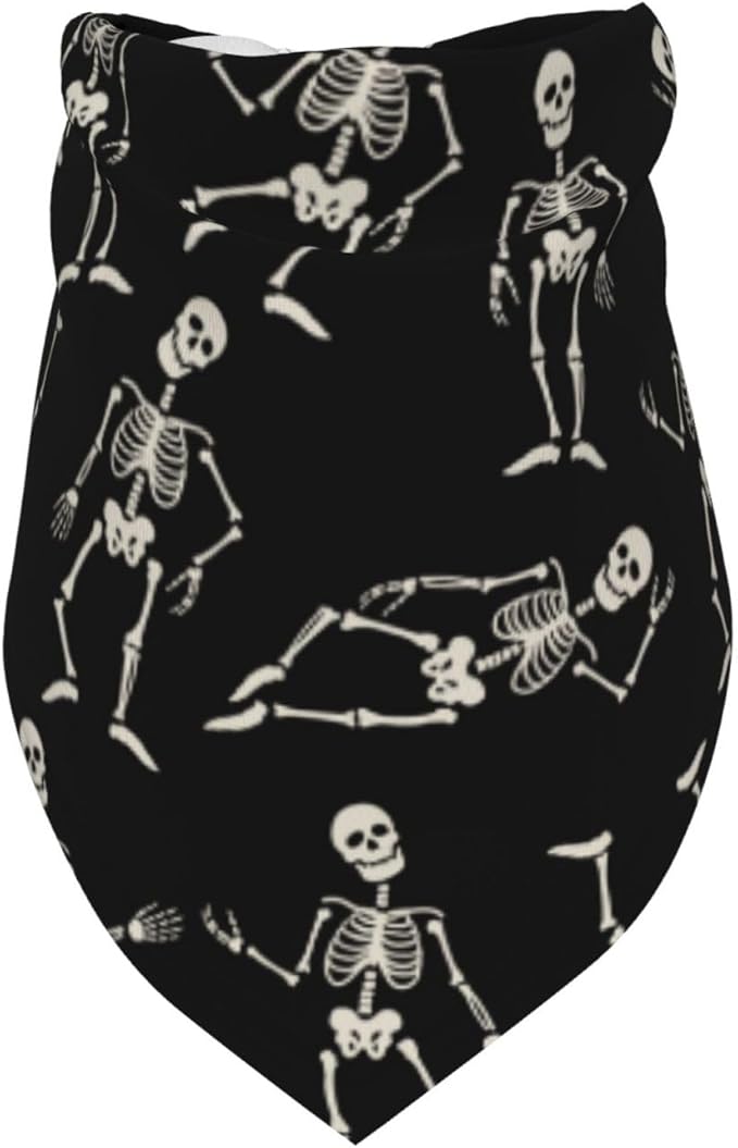 Dancing Skeletons Black Skull Dog Bandana Scarf Triangle Bibs Pet Accessories Cat Kerchief