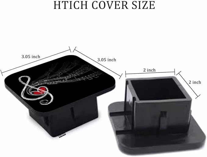 Auto Hitch Cover for Trucks Music Notes, Swirl Treble Love Music Sheet Notes Sturdy Rubber Hitch Tube Covers 2" Trailer Hitch Cover Tow Receiver Tube Plug Cap for Cars Sedans