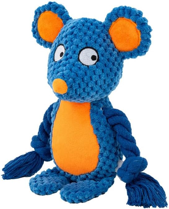 Plush Mouse Dog Toy – Durable Squeaky Toy with Rope Arms for Chewing & Tug of War | Soft Textured Stuffed Animal Toy for Small & Medium Dogs | Interactive & Cute Pet Gift