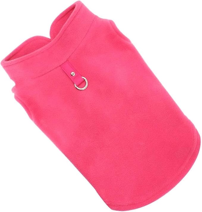 JACKO & CO - Fleece Vest Dog Sweater with Leash Ring - Soft, Warm & Lightweight Pullover Coat for Small & Medium Dogs, Puppies & Cats - Cozy Fall/Winter/Spring Pet Jacket (Pink, Medium 6-10lbs)