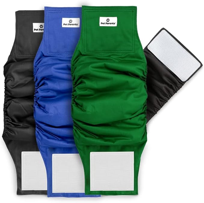 Pet Parents® Washable Belly Bands for Male Dogs (3pack) + Extendrs® of Durable Dog Diapers Male, Premium Male Dog Diapers & Dog Wraps (Large, Gentlemen)