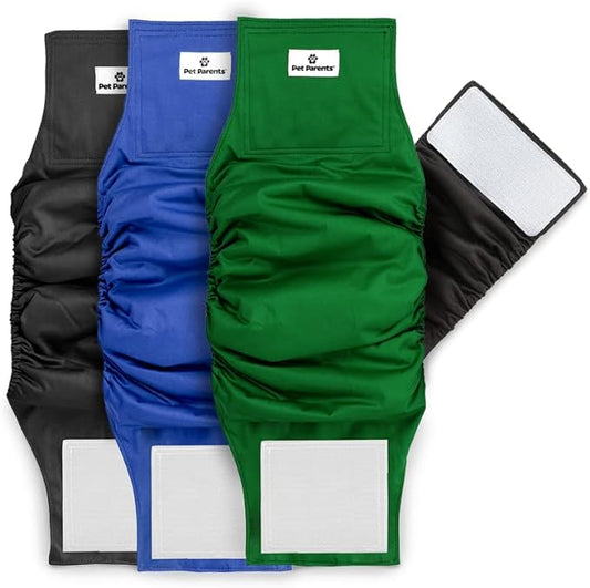 Pet Parents® Washable Belly Bands for Male Dogs (3pack) + Extendrs® of Durable Dog Diapers Male, Premium Male Dog Diapers & Dog Wraps (X-Large, Gentlemen)