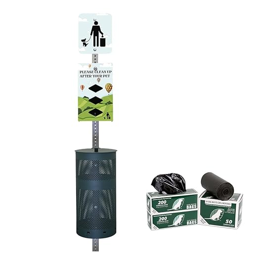 ZERO WASTE USA - Rust Proof Aluminum Dog Waste Station for Roll Bags - Free 400 Waste Bags & 25 can Liners - Over 500k Sold in USA (Hot Air Balloon | Matte Green)