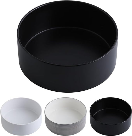Black Dog Bowl Ceramic for Medium Large Breed,Dog Food Water Dish Heavy Weighted, Non Slip Porcelain Extra Large Big 9.4 in Pet Bowl