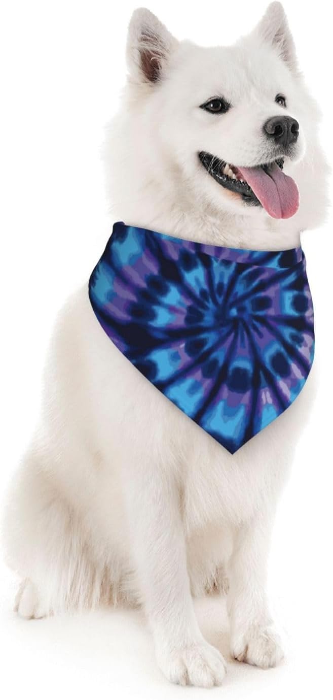 Tie Dye Blue Purple Dog Bandana Scarf Triangle Bibs Pet Accessories Cat Kerchief