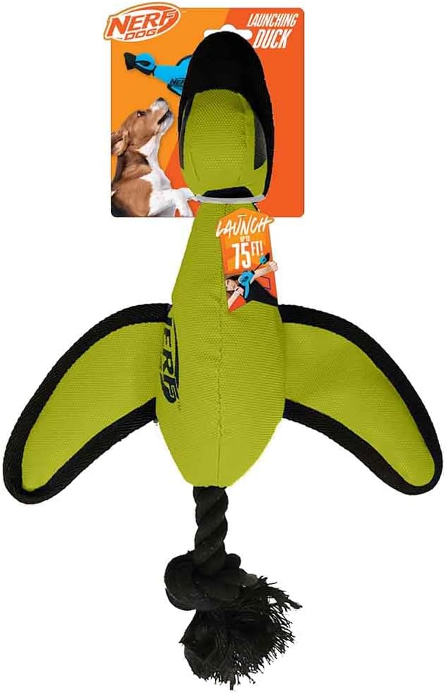 Nerf Dog Trackshot Launching Duck Dog Toy, 16.5 Dog Fetch Toy for Medium and Large Breeds, Green