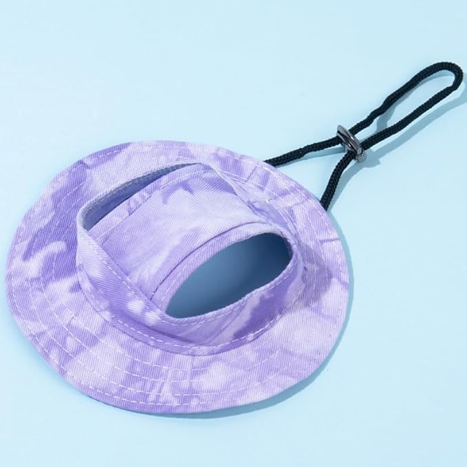 Dog Cat Sunshade Anti-strangle Hat Exposed Ears Adjustable Rope Buckle Bucket Hat Pet Supplies (S,Yellow)