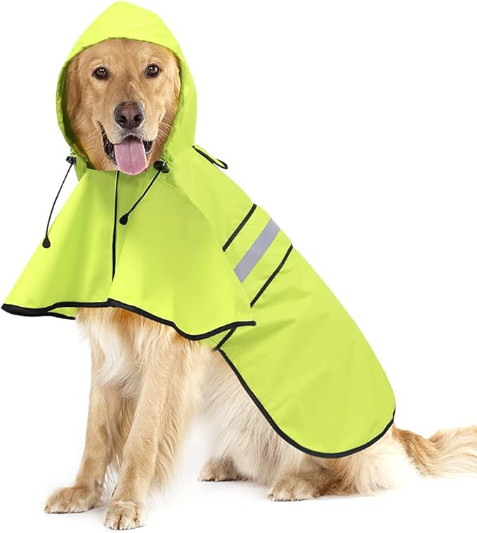 Reflective Dog Raincoat - Adjustable Raincoat for Dogs, Lightweight Hooded Dog Raincoats Poncho Slicker, Waterproof Rain Jacket Coat for Small, Medium, Large Dogs Walking (Green, XX-Large)