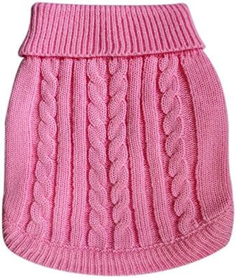 Tangpan Turtleneck Classic Straw-Rope Pro Pet Dog Sweater Apparel (Pink,XL)