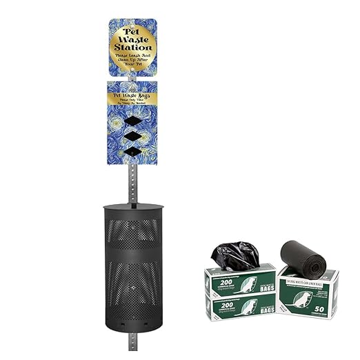ZERO WASTE USA - Rust Proof Aluminum Dog Waste Station for Roll Bags - Free 400 Waste Bags & 25 can Liners - Over 500k Sold in USA (Starry Night | Matte Black)