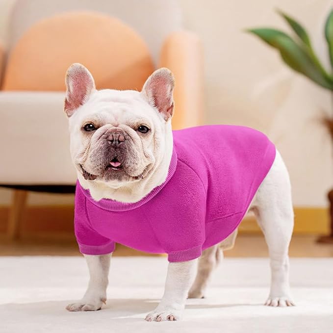 Idepet Dog Fleece Sweater Pet Dog Clothes Small Dogs Pullover Sweatshirt Soft Puppy Sweater Warm Winter Shirt Classic Cat Apparel for Small Dogs and Cats (Medium, Purple)