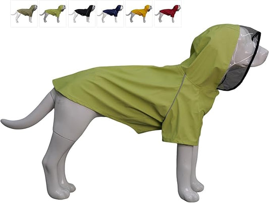 LoveLonglong Premium Waterproof Dog Raincoat with Reflective Safety Features Pet Raincoats for Large Medium Small Dogs Light Green 2XL