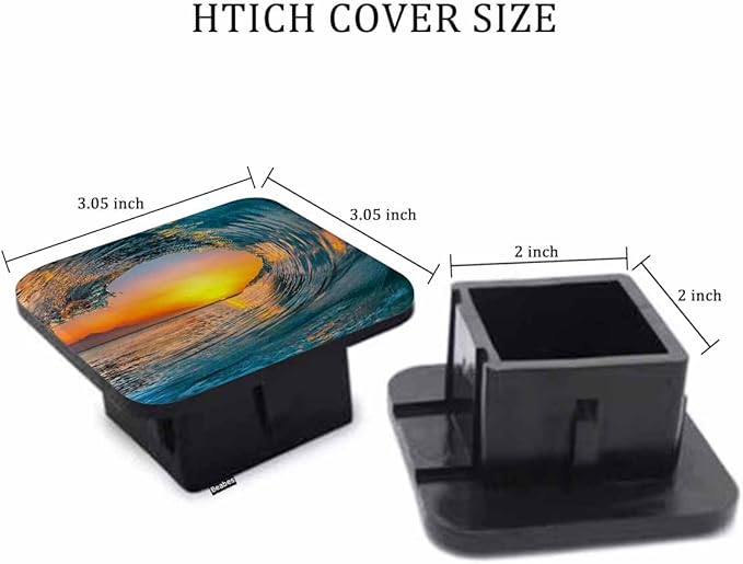 Ocean Waves Trailer Hitch Plug Cover Sunset Sea Ocean Waves Rubber Receiver Hitch Cover Protects Hitch Tube Tow Hitch Accessories for 2 Inch Receivers