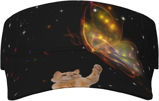 Cute Cat Sport Sun Visor Hats Cute Animal Sun Hat Empty Top Baseball Cap for Outdoor Cat Baseball Hats Cap
