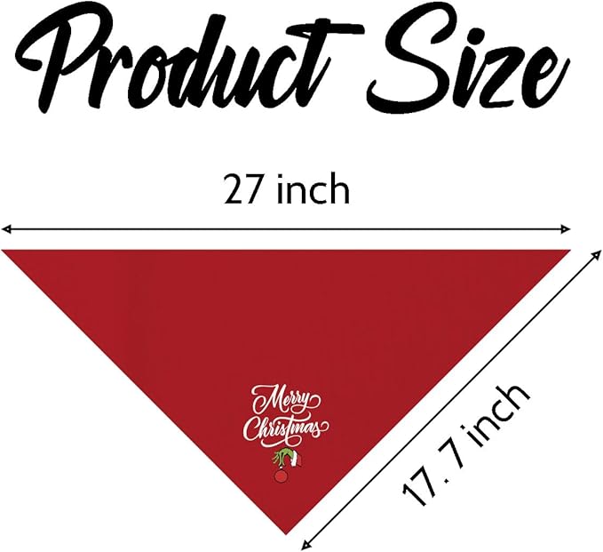 Merry Christmas Dog Bandanas, Dog Bandanas, Red Christmas Decor Dogs Bandana, Holiday Bandana for Small Medium Dogs, Pet Triangle Scarf