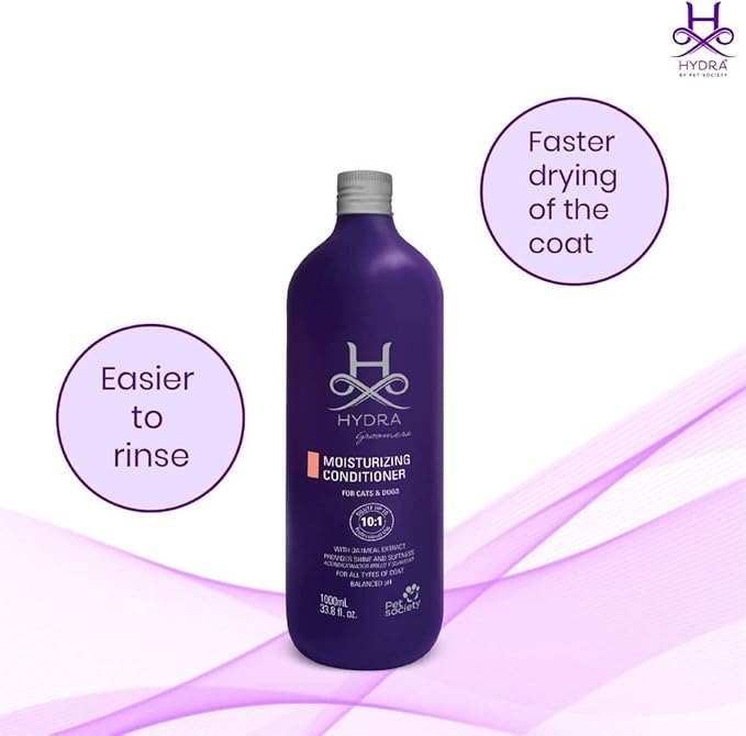 Hydra Professional Moisturizing Dog Conditioner, Oatmeal Hair Conditioner for Dogs and Cats, Suitable for All Breeds and Coat Types, Promotes Shine