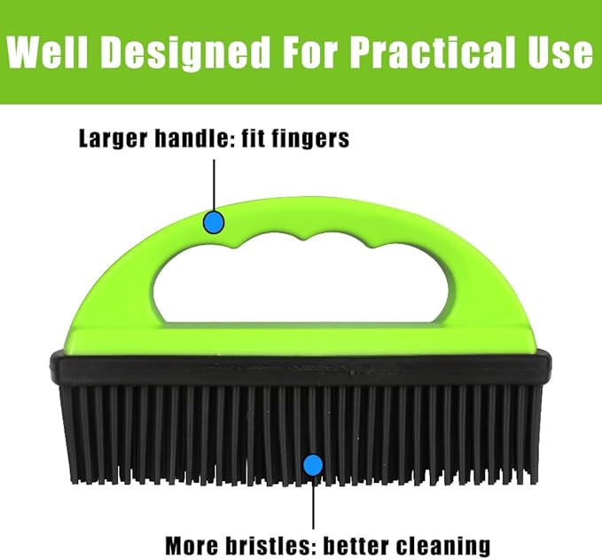 Pet Hair Remover Rubber Brush, Bath Brush for Dogs & Cats, Reusable Lint Roller, Furniture & Car Hair Removal Brush, Effective for Carpets, Couches, and Clothes
