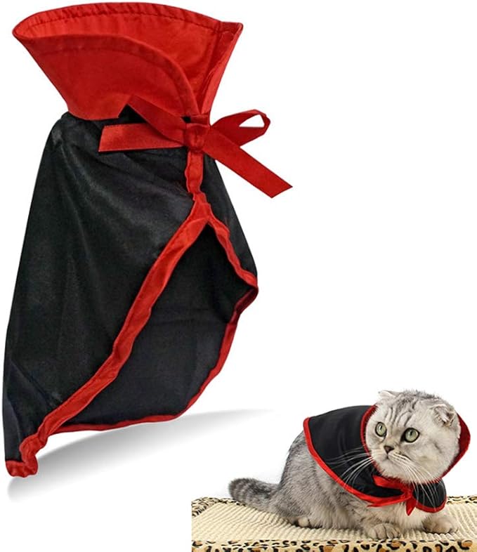 Pet Halloween Cloak Cosplay Vampire Cloak for Cats and Small Dogs, Pet Halloween Costume Clothes Suit