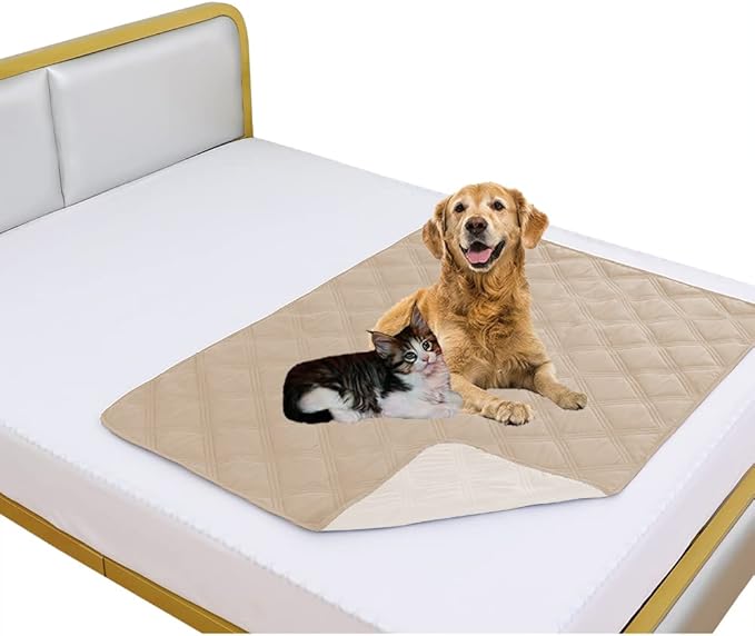 fuguitex Waterproof Dog Blanket, Pet Friendly Reversible Throw Essential for Small Dogs, Tear Resistant Leakproof Washable Couch Cushion Bed Protector Cover for Indoor Furniture（40"*50",Beige+Cream